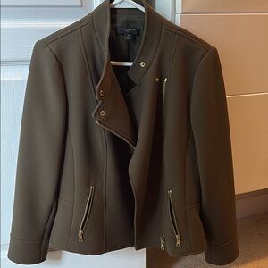 Anne Taylor Women's Olive 10P Jacket with Gold Details